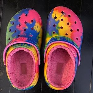 Kids Tie Dye Fleece Lined Crocs